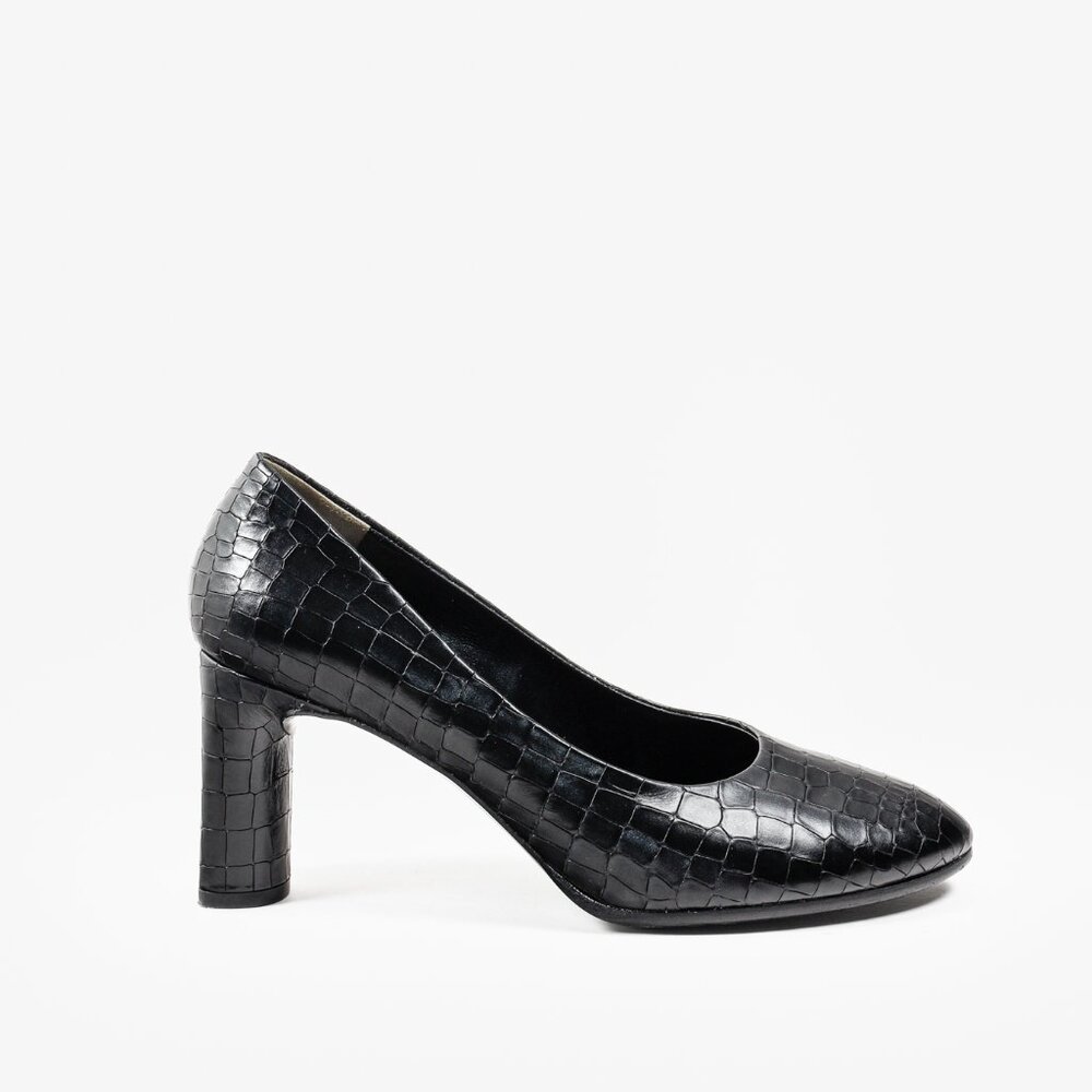 Robert Clergerie Black Croc Embossed Heels